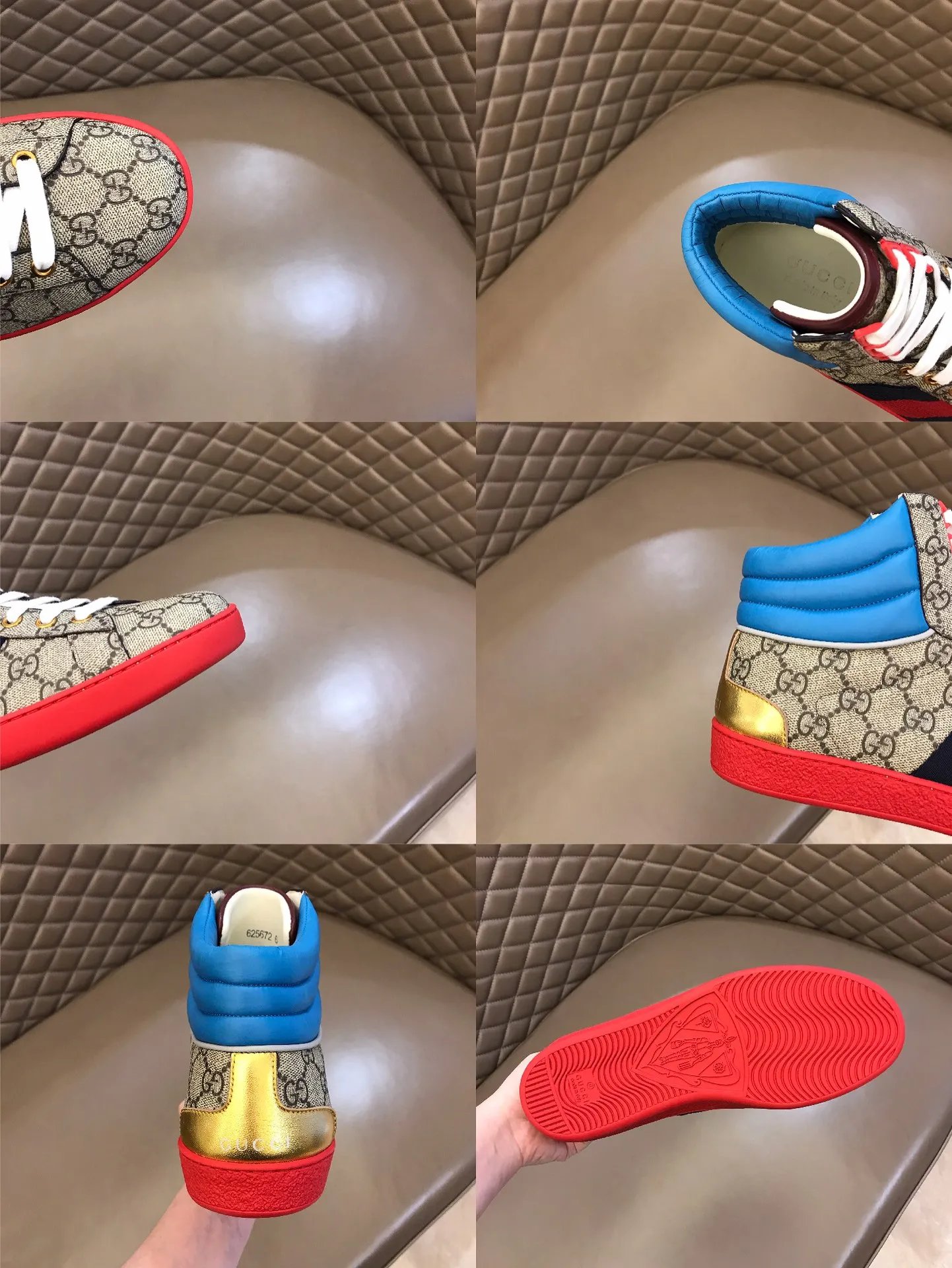 Men's shoes 💰p420 "GUCC*" Couple's style high-top boots are available on the official website. The same style. Counter quality [strong] [strong] Selected Gucci imported waterproof rubber. Gucci's symbolic original webbing. Trendy and versatile style. "Double G" logo styling midsole. Men's shoes 💰pU brand logo feet. Fine workmanship. Upper material. Men's size 38-44, women's size 35-39.